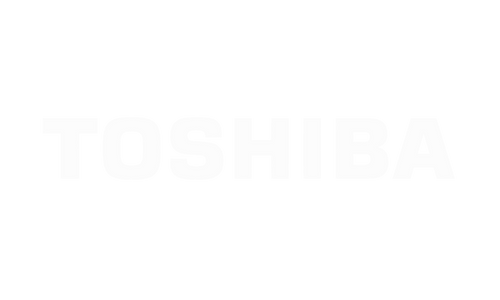 Weißes Toshiba-Logo auf schwarzem Hintergrund.