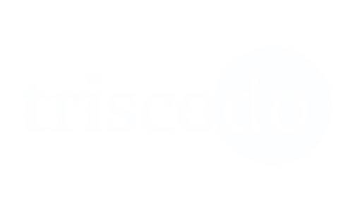Logo von Triscodo in weißer Schrift auf schwarzem Hintergrund.
