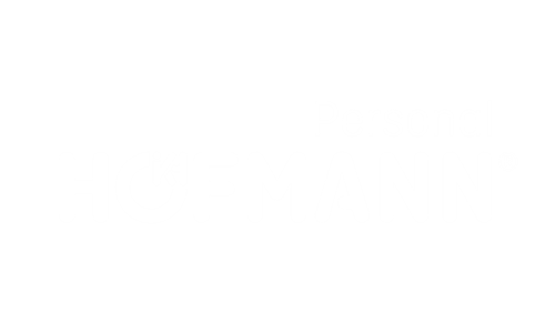 Weißes Logo von Hofmann Personal mit dem Schriftzug 'HOFMANN' und einem stilisierten 'K' in der Mitte.